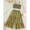 Clothing Sets Toddler Baby Little Girls 2Pc Summer Clothes Sleeveless Bowknot Cropped Tank Tops And Wide Leg Pants Set