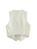 Women's Vests Circyy Vest Women Cropped Waistcoat Fashion Front Buttons Tops Vintage V Neck Sleeveless Female Outerwear White Chic