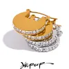 Ohrringe Yhpup Luxus Strass aus Edelstahl Round Reifen Ohrringe Frauen 2023 Hochgrad Mode 18k Gold Silber Platten Schmuck Geschenk