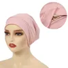 Hijabs satin gesäumte Hijab Cap Motorhaare Hair Cap Double Layer Sleep Night Cap Head Cover Muslim Fashion Jersey Hijab Cap Islamic Head Wear D240425