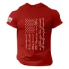 T-shirts masculins 2024 Tops de mode pour hommes du drapeau de la journée d'indépendance des hommes Impression de Spring / Summer Sports USA 4 de juillet