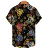 メンズカジュアルシャツハワイアンレトロカジュアルルーズシャツ3Dバージョンのカーアロハビーチメンズ衣類240424