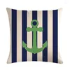 Pillow Sea Blue Compass Printed Cover Anchor Pattern Marine Ship Throw Case Decorative Pillowcase Cojines Almofadas H766