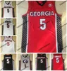 Zszyty NCAA Georgia Anthony 5 Edwards Basketball Jerseys College #5 Red White Grey Szyty koszulki Mężczyźni S-2xl 2024
