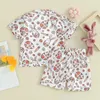 Kleidungsstücke Boy Clothing Girl Ostern Pyjamas Set Eierhasen -Druck -Mischung Down Kurzärmel -Tops mit Shorts Set Naidwear