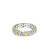 Anneau Sier S925 Mosang Stone Mosang Diamond Cross Cross Womens Row Ring Bicolor Ring