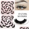 False Eyelashes Pairs D Curl 15Mm Russian Lashes 6D Faux Mink Reusable Fluffy Volume Strips Extensionsfalse Drop Delivery Otkei