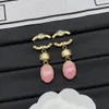 Projektant mody Dangle Marka Ear Stud Kobiety 18K Gold Plated Letter Crystal Rhinestone Akurs Party Wedding Jewelry Gifts