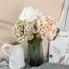 Dekoratif çiçekler 3pcs ipek yapay ortanca büyük çiçek başları oturma odası ev düğün parti masa dekor uzun şube sahte bitki diy