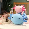 Riese farbenfrohe T -Plüschspielzeug gefüllt niedlich Axolotl Salamander Fuzzy Long Fisch beschwichtigen Kissen Kissen Kinder Geschenk 240420