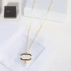 HOT Crystal Letter Designer Pendant Pearl Necklace Chain Brand Necklaces 18k Gold Plated Titanium Steel Choker Women Wedding Jewelry Accessories Gift with Box