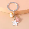 Keychains Lanyards süße Schlüsselanhänger Emaille Sommer Beach Seestarfish Muschel Anhänger für Frauen Männer Auto Schlüssel Handtasche Anhänger Schlüsselketten DIY -Geschenke