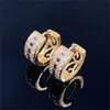 Orecchini a cerchio di due tono appena progettati per donne micro pavimentati cz orove pattern chic femmina gioielli di moda