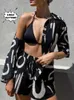 Women's Two Piece Pants 2023 Summer New Fashion Womens Shorts Set Elegant Womens New Matching Collection Sports Print Stripe Two Piece Set Y240426