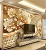 Custom Po Wallpaper 3d geprägter Goldschmuck Blume Wandbild Europäischer Stil Wohnzimmer TV -Hintergrund Wandmalerei Luxus Dekor4658615