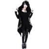 Kadın hoodies punk kız siyah baskılı uzun kollu hırka süveter tarzı ay desen ceketleri rüzgarlık karnaval gotik