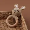 1 pk houten haakhaak konijn rammelaar speelgoed een gratis houten ring baby titel gym mobiele rammelaars geboren educatief speelgoed 240426