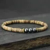 Bracciale in legno di cocco retrò retrò bracciale boho perle in pietra naturale maschile da donna braccio di yoga a fascia gioiello bileklik