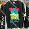 Rhude shorts Big Sixes heren t-shirts rhude shirt rhude t-shirt rhude kasteel kokosboom vensterbank schilderachtig losse los ademende korte mouw t-shirt mannen 502