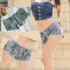 Dames shorts dames sexy gesneden denim jeans shorts boog mini hot pants clubkleding y240425