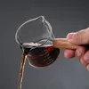 5075100ML Espresso Glass Cup Trähandtag mätning Mjölk latte kanna kaffetillförsel Kök mugg dryckware dubbel botten 240418