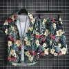 Summer Short Sleeve Flower Shirt Mens Beach Set Hawaiian Island Style Retro Handsome Casual Thin 240412