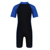 Kids Legsuit Swimsuit One Piece Rash Guard Sports Swimwear Shorty Wetsuit Beachwear Boys Girls Surfing Swimming Bading Suit 240415