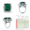 Anéis de casamento Jóias de luxo feitas à mão 925 Serling Sier enchimento grande princesa cortada Emerald Pave CZ Diamond Parrt Promise Mulheres Engageme Dhs8q