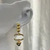 2023 CCLIES Stud Luxury örhängen Pearl Diamond Drop Gold C Earring Designer för Woman Fashion Brand Not Fade Silver Wedding Women Earings 4437