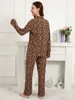 Apresentar de sono feminino plus size s-3xl leopard impressão viscose pijama para mulheres long slpwear loungewear insy style slpwear pijamas y240426