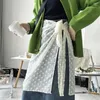Faldas Falda de encaje Falda plegable Medio versátil que cubre Harajuku Mesa de empalme de una pieza de una pieza
