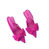 Chaussures sexy de papillon pour femmes pompes à nœuds arc arc pointu à talons hauts sandales élégantes bouche peu profonde taletto cheville stape 240425