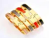 Fashion 8 mm Bracelets de charme en acier inoxydable Femmes Designer de bijoux de luxe H Bangles Orange Color Enamel Gift For Love4F9993535452366767