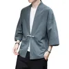 Ethnic Clothing Chinese Style Retro Japanese Kimono Cardigan Men Cotton Plus Size Coat Samurai Costumes Loose Thin Yukata Haori