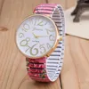 Wristwatches Colorful Printed Elastic Band Watches Fashion Decorative Ladies 12 Large Numbers
