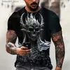 T-shirts voor heren zomer vintage horror 3d schedel print heren t-shirt klassiek casual o nek korte mouw mode losse oversized tops tee shirt heren q240426