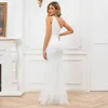 Runway Dresses YIDINGZS Elegant One Shoulder White Long Sequin Evening Dress 2021 New Women Party Dress Wedding Wear Y240426