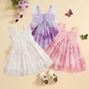 Robes de fille pudcoco bébé filles robe sans manches d'été 3d fleurs mignonnes tulle A-line aile papillon pour vêtements de fête à la plage 6m-4t