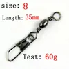 20pcs Brass Barrel Fishing Swivel Solid Rings Fishing Pin Line Connector Fishhook with Interlock Snap