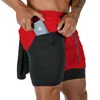 Heren shorts berserk- 2-in-1 sport loopt snel drogende sportschool en fitnesstraining dubbel gelaagd