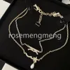 Hoogwaardige juwelen ketting ketting ontwerperbrief Brief Paar 18k goud koper kristal diamanten kettingen parel ketens mannen dames minnaar accessoire geschenken