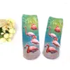 Women Socken 3D -Druck lässig Flamingo Langlebiger niedlicher Niedrig geschnittener Knöchel Socken Cartoons Typ Teenager 1Pair 2pcs MS21