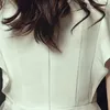 パーティードレスイブニングドレスホワイトジャージーチュールパールVネックの袖の床の長さプラスサイズシンプルな女性フォーマルガウンA1130
