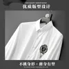 Luxury Handmade Badge Mens Homme Shirt Long Manchet Slim Fit Casual Casual Business Male Shirts Forme Social Party Tuxedo Blouse 240420