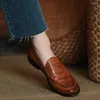 Casual Shoes Spring Vintage Loafers Genuine Leather Cowhide Women Flat Lady Walk Woman Lazy Slip-On Solid