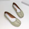 designer sandals women slide heels shoes Top leather mm6 split toe horseshoe ballet loafers burst sheepskin shallow mouth silver single