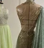 Party Dresses Designer One Shoulder Lace Prom Dress Gold Sequins Appliques Beads Draped Gown Sexy Sheer See Thru Long Evening