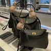 Rodeo Top Handle Bags Women Black Smooth Leather Handbag Gold Sliver Hardware Shopping Bag Turn Lock Closure Fashion Tote Large Capacity