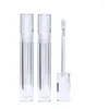 Storage Bottles Transparent Lip Gloss Tube 5.5 ML Clear Pink Rose Red Lid Lipstick Empty Round Cosmetic Container Packaging Bottle 50pcs