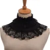 Black Lace Detachable Collar Pleats Neck Ruff 240412